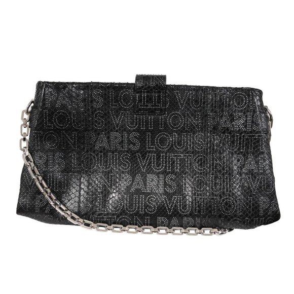 Louis Vuitton Python Perfore Lutece Shoulder Bag Black Silver Logo AW 2008 Y2k - Picture 7 of 16